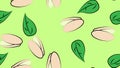 Hand drawn pistachios seamless vector illustration, black ink drawing sketch pattern on white background