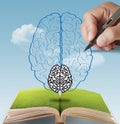 Hand drawn pixel brain as concept Royalty Free Stock Photo