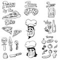 Hand-drawn pizza doodles