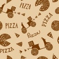 Hand drawn pizza seamless background Royalty Free Stock Photo
