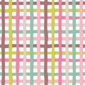 Hand drawn plaid seamless pattern background. Colorful plasticine stripes texture. For print and web.