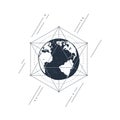 Hand drawn planet Earth textured vector illustration. Geometric style Royalty Free Stock Photo