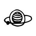 Hand Drawn planet with orbit doodle. Sketch style icon. Decoration element. Isolated on white background. Flat design. Vector Royalty Free Stock Photo