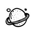 Hand Drawn planet with orbit doodle. Sketch style icon. Decoration element. Isolated on white background. Flat design. Vector Royalty Free Stock Photo