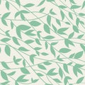 Hand drawn plants, seaweeds vector seamless pattern. Royalty Free Stock Photo