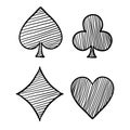 Hand drawn playing card symbol icon vector design casino with doodle cartoon style vector Royalty Free Stock Photo