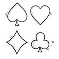 Hand drawn playing card symbol icon vector design casino with doodle cartoon style vector Royalty Free Stock Photo