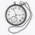 Hand drawn pocket watch isolated on background Royalty Free Stock Photo