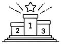Hand Drawn Podium Illustration with First Second and Third Place and Star Royalty Free Stock Photo