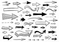 Hand drawn pointing arrows set