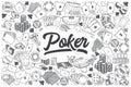 Hand drawn poker vector doodle set.