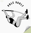 Hand drawn pole vault athlete jumping Royalty Free Stock Photo