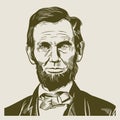 Hand drawn portrait. Abraham Abe Lincoln.