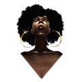 HAND DRAWN PORTRAIT OF AFRICAN WOMAN WITH GOLD EARRINGS