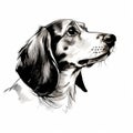 Minimalist Black And White Dachshund Dog Sketch