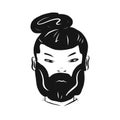 Hand-drawn portrait of a bearded man front view. Vector illustration. suitable for logos, barbershops, business cards