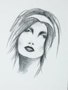 Hand drawn portrait of beautiful sensual woman