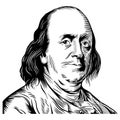 Hand drawn  portrait. Benjamin Franklin. Royalty Free Stock Photo