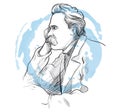 Hand drawn portrait of friedrich nietzsche