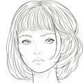 Portrait of a cute girl looking at the camera. Manga style