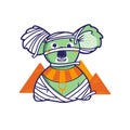 Hand-drawn portrait of a koala. The cartoon mummy character Royalty Free Stock Photo