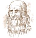 Hand drawn portrait. Leonardo Da Vinci