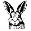 Hand-drawn portrait of rabbit. Easter bunny, sketch. Vector Royalty Free Stock Photo