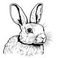 Hand-drawn portrait of cute rabbit. Easter bunny, sketch. Vector illustration Royalty Free Stock Photo