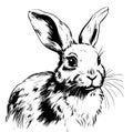Hand drawn portrait of rabbit. Easter bunny, sketch. Vector illustration Royalty Free Stock Photo