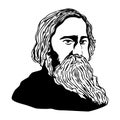 Rabindranath Tagore.Vector portrait of Rabindranath Tagore Royalty Free Stock Photo