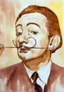 Hand drawn portrait Salvador Dali