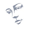 Hand-drawn portrait of white-skin sorrowful woman, sad face emotions theme illustration. Beautiful melancholic lady posing on Royalty Free Stock Photo