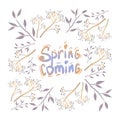 Hand-drawn postcard, spring floral ornament