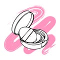 Hand drawn powder box on a gentle brush stroke in grunge style. Sketch, cosmetic illustration vector Royalty Free Stock Photo