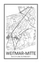 Hand drawn poster print road map of borough WEITMAR-MITTE of the German city of BOCHUM Royalty Free Stock Photo