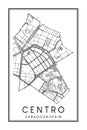 Hand drawn printable poster road map of district CENTRO of the Spanish city of ZARAGOZA Royalty Free Stock Photo