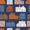 Private houses.  Vector   pattern Royalty Free Stock Photo