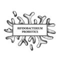 Hand drawn probiotic bifidobacterium bacteria frame. Design for packaging and medical information. Vector illustration in sketch