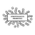 Hand drawn probiotic streptococcus bacteria frame. Design for packaging and medical information. Vector illustration in sketch