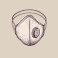 Hand drawn protective ffp3 breathing mask Royalty Free Stock Photo