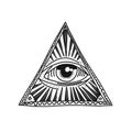 Hand drawn pyramid and eye Royalty Free Stock Photo