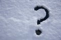 Hand drawn Question mark on snow concept for confusion, question