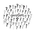 Hand drawn question marks set. Royalty Free Stock Photo