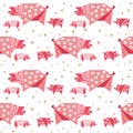 Hand drawn quirky pigs pattern