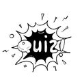 Hand drawn Quiz in comic pop art style. Quiz brainy game word. Vector illustration design isolated background