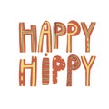 Psychedelic Happy Hippy hand drawn lettering