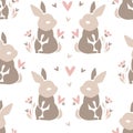 Hand Drawn Rabbit. Beautiful Decorative Bunny, Element for design. Contemporary abstract design print textile. Vector