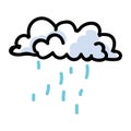 Hand Drawn Rain Cloud with Raindrops Illustration. Concept of Overcast Weather Forecast. Rainy Simple Icon Motif for Natural