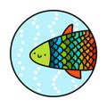 Hand drawn rainbow fish logo logotype illustration for prints posters t shirts banners presentation pins stickers