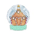 Illustration of Christmas Gingerbread House in a snow globe Royalty Free Stock Photo